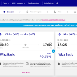 Vilnius Nica 2026 m. lapkričio mėn. tik €91,78 (4n.)
