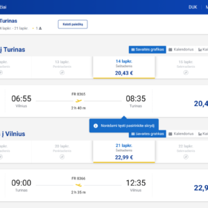 Vilnius Turinas 2026 m. lapkričio mėn. tik €43,42 (7n.)