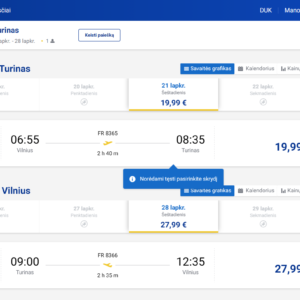 Vilnius Turinas 2026 m. lapkričio mėn. tik €47,98 (7n.)
