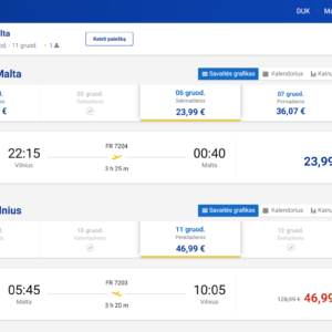 Vilnius Malta 2026 m. gruodžio mėn. tik €70,98 (5n.)