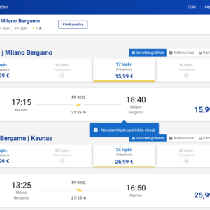 Kaunas Milanas 2026 m. lapkričio mėn. tik €41,98 (7n.)