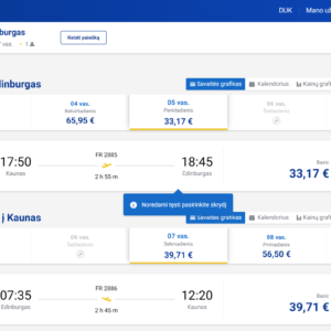 Kaunas Edinburgas 2027 m. vasario savaitgaliui €72,88 (2n.)