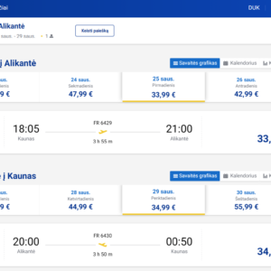 Kaunas Alikantė 2027 m. sausio mėn. tik €68,98 (4n.)